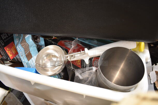 PALLET LOT of 18 BRAND NEW! Boxes Including Dishers, Winco High Chair, Aprons, Poly Condiment Bottles, Stainless Steel Drop In Bins, SCAL-9100 9" Dial Scale, AXSI-12, Winco Aluminum Steam Basket, Winco IB-55-LE Lid. 18 Times Your Bid! - Image 4 of 12