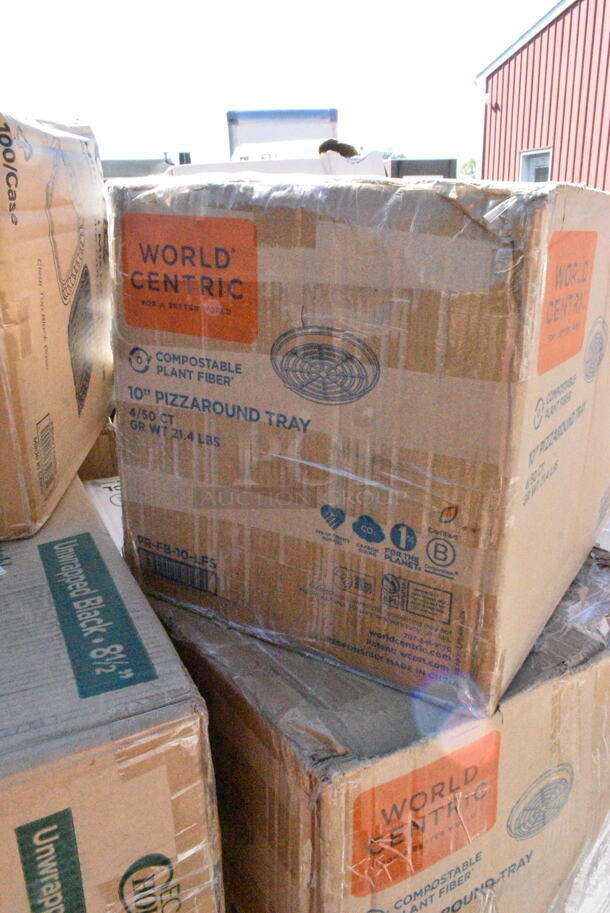 26 BRAND NEW Boxes Including 500TW5 Choice 5 oz. Translucent Thin Wall Plastic Cold Cup - 2500/Case, 485PCOLBK EcoChoice 8 1/2" Black Colossal Unwrapped Paper Straw - 1500/Case, 500TO883 Choice 8" x 8" x 3" Microwaveable 1-Compartment Black / Clear Plastic Hinged Container - 100/Case, 164CUSHMTLDW Lancaster Table &amp; Seating Distressed Driftwood Wood Seat for Metal Frame Seating, 347TCL14 Choice 14 oz. Clear Disposable Plastic Tumbler - 500/Case, 760SOUP16PAP Choice 16 oz. Double Poly-Coated Paper Soup / Hot Food Cup with Black Vented Paper Lid - 250/Case, 500CC32PH Choice HD 32 oz. Pedestal Heavy Weight Clear PET Plastic Cold Cup - 500/Case, 395RP10C EcoChoice Compostable Sugarcane / Bagasse 10" Plate 3 Compartment - 500/Case, 346WKFSNM Choice Medium Weight White Wrapped Plastic Cutlery Set with Napkin - 250/Case, 5013339 Lavex Hercules 33 Gallon 2 Mil 33" x 39" Low Density Heavy-Duty Black Can Liner / Trash Bag - 100/Case. 26 Times Your Bid!  - Image 6 of 12