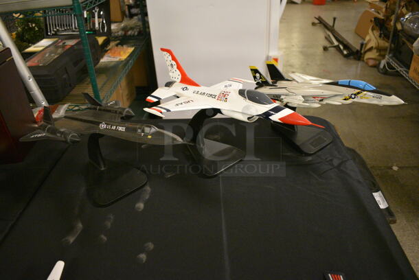 3 US Airforce Fighter Jet Collectible Airplanes on Display Stands. 3 Times Your Bid - Image 2 of 9
