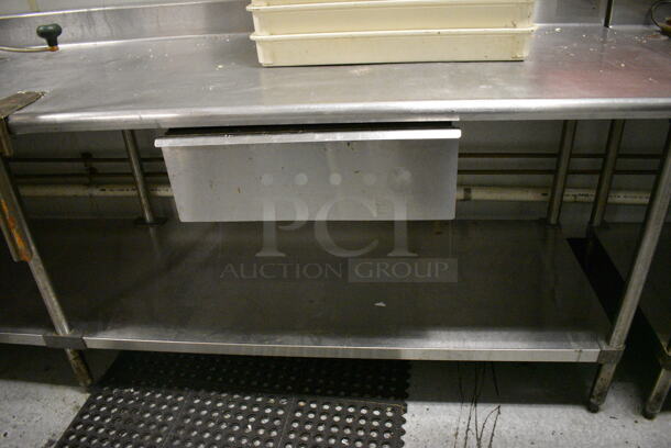 Stainless Steel Commercial Table w/ Sink Basin, Faucet, Handles, Back Splash, 2 Drawers, Undershelf and Mounted Commercial Can Opener. 120x30x39. Bay 10x14x10. BUYER MUST REMOVE. (kitchen) - Image 2 of 7