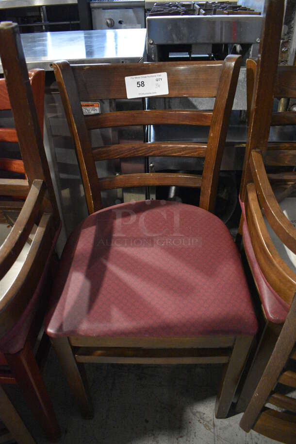 3 Various Wooden Dining Chairs w/ Patterned Seat Cushion. 17x17x34. 3 Times Your Bid! - Image 4 of 6