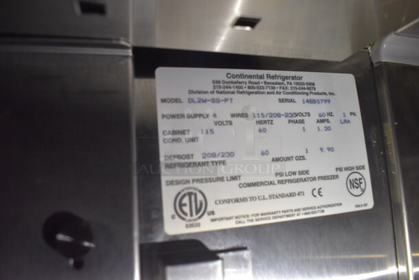BRAND NEW SCRATCH AND DENT! Continental DL2W-SS-PT Commercial Stainless Steel Two Door Reach In Pass Thru Warmer. 115V/1 Phase. Tested and Working!  - Image 5 of 6