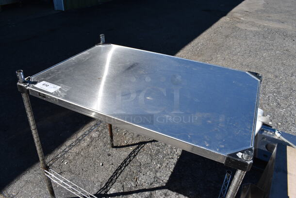 Metro Metal Table on 3 Chrome Finish Poles. 36x24x34.5 - Image 3 of 4