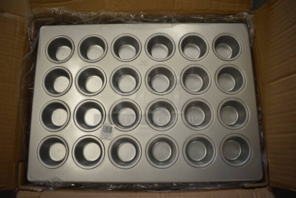 6 BRAND NEW IN BOX! Focus Metal 24 Cup Muffin Baking Pans. 18x13x2. 6 Times Your Bid!