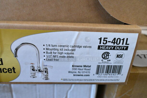 BRAND NEW IN BOX! Krowne 15-401L 4" Center Raised Deck Mount Faucet.  - Image 3 of 3