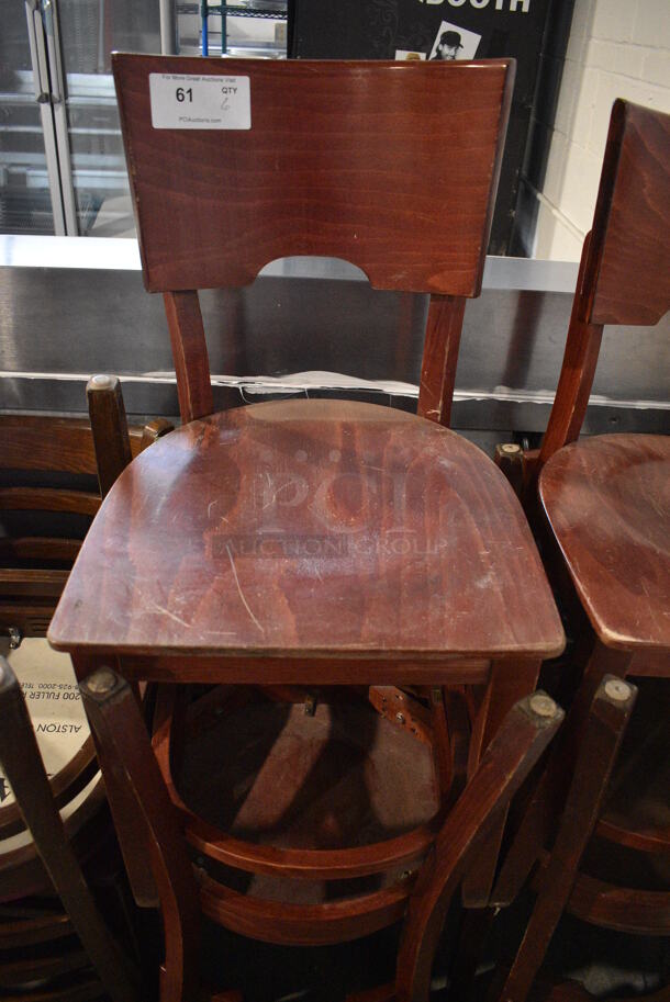 6 Wooden Dining Chairs. 17x17x32.5. 6 Times Your Bid!