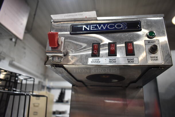 Newco NKLP3AF Stainless Steel Commercial 3 Burner Coffee Machine w/ Hot Water Dispenser and Poly Brew Basket. 120 Volts, 1 Phase.  - Image 8 of 9
