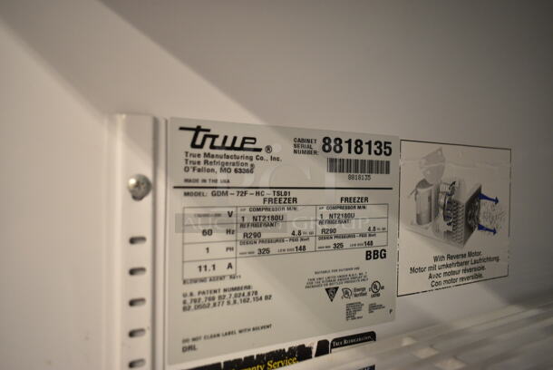 2016 True GDM-72F-HC Metal Commercial 3 Door Reach In Freezer Merchandiser w/ Poly Coated Racks. 115/208-230 Volts, 1 Phase.  - Image 7 of 7