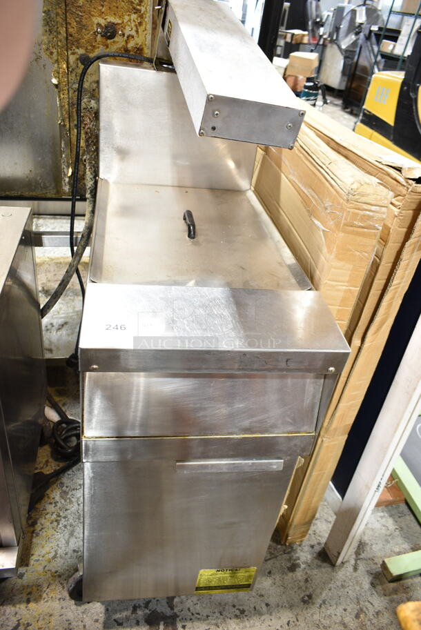 Stainless Steel Commercial Fry Dumping Station w/ Warming Strip on Commercial Casters. 