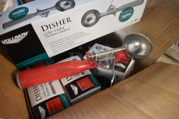 6 BRAND NEW IN BOX! Vollrath Stainless Steel Dishers. 8.5