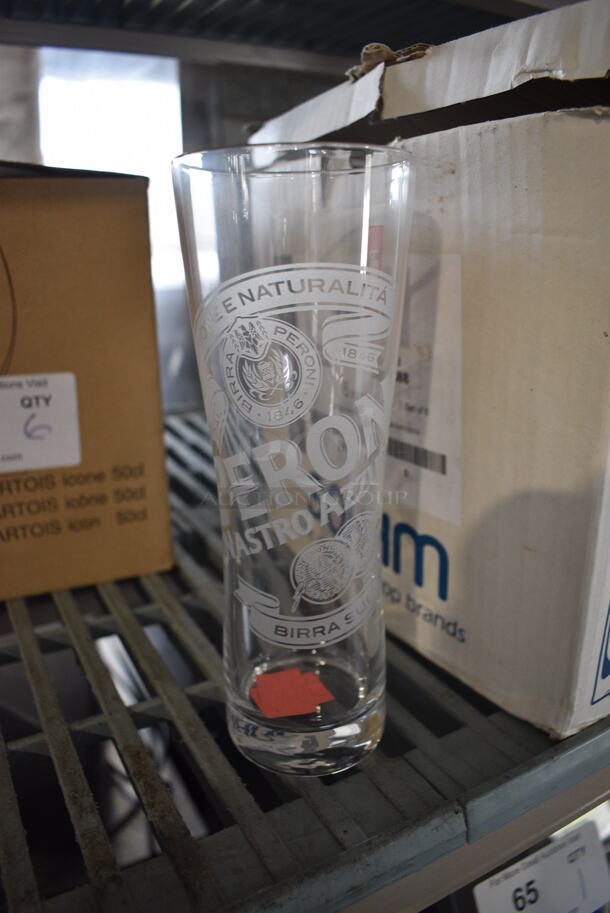 6 BRAND NEW IN BOX! Peroni Beverage Glasses. 3x3x8.5. 6 Times Your Bid!  - Image 1 of 4