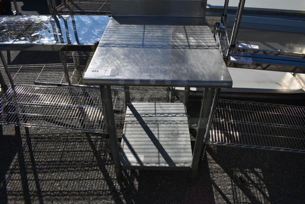 Stainless Steel Table w/ Back Splash and Under Shelf. 24x30x39.5