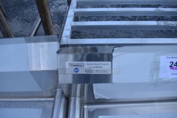 BRAND NEW SCRATCH AND DENT! Steelton 522CS1181818RT Stainless Steel Commercial Single Bay Sink w/ Left Side Drain Board. No Legs. 39x24x23. Bay 18x18x12. Drain Board 16x20x1 - Image 3 of 5