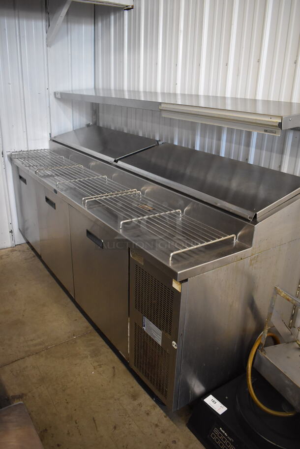 Randell 8395N Stainless Steel Commercial Pizza Prep Station w/ Over Shelf on Commercial Casters. 115 Volts, 1 Phase. 95x35x57. Picture of the Unit Before Removal Is Included In the Listing. Tested and Working! - Image 1 of 10
