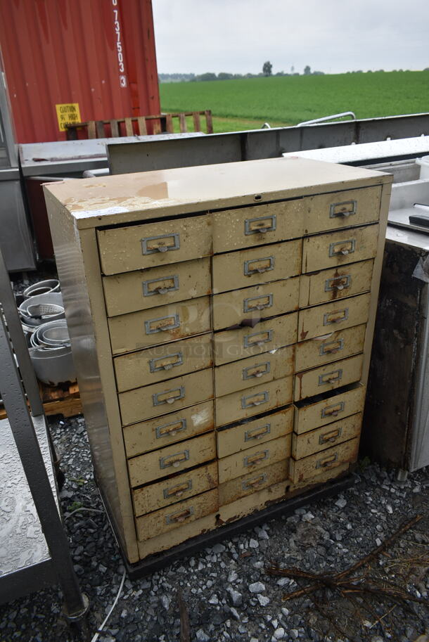 Tan Metal 27 Drawer Cabinet w/ Contents. - Image 2 of 4