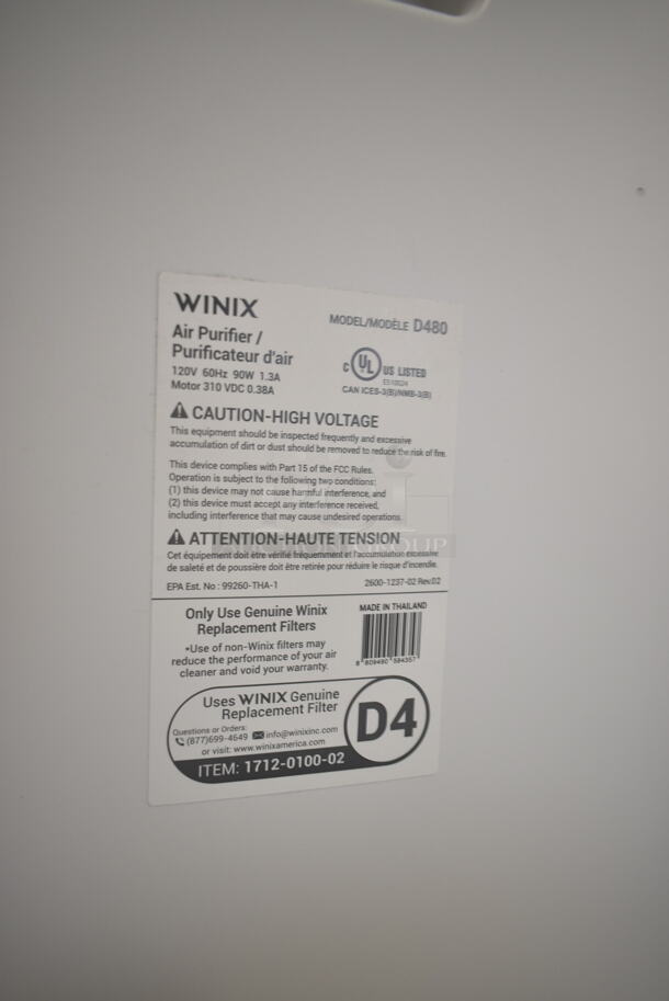 BRAND NEW SCRATCH AND DENT! Winix D480True HEPA 3-Stage Air Purifier. 115 Volts, 1 Phase. Tested and Working! - Image 7 of 7