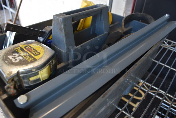 ALL ONE MONEY! Lot of Various Items Including 25' Tape Measure and Metal Bracket in Gray Tool Box - Image 2 of 4