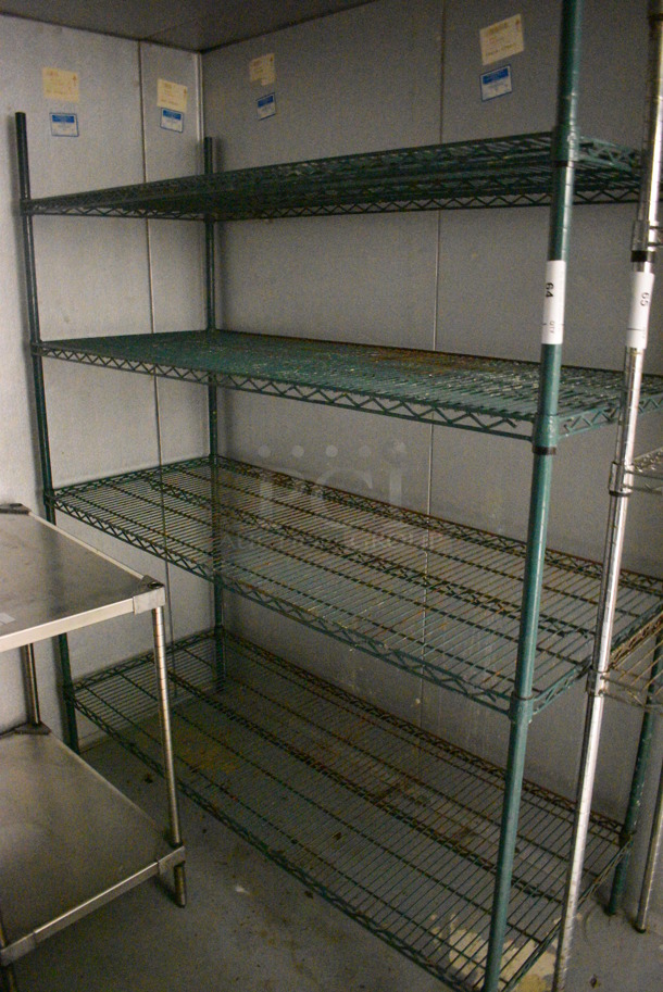 Green Finish 4 Tier Wire Shelving Unit. BUYER MUST DISMANTLE. PCI CANNOT DISMANTLE FOR SHIPPING. PLEASE CONSIDER FREIGHT CHARGES. 60x24x72. (kitchen) - Image 4 of 4
