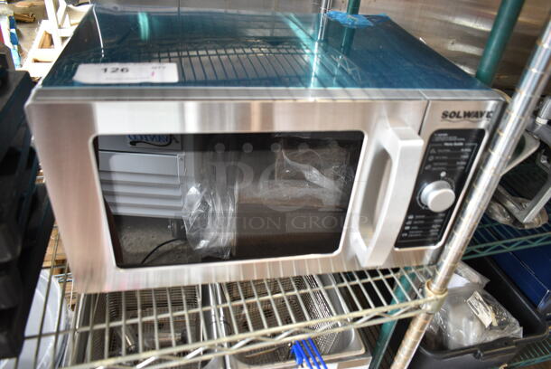 BRAND NEW SCRATCH AND DENT! 2023 Solwave 180MW1000D Stainless Steel Commercial Microwave with Dial Control. 120 Volts, 1 Phase.  - Image 2 of 4