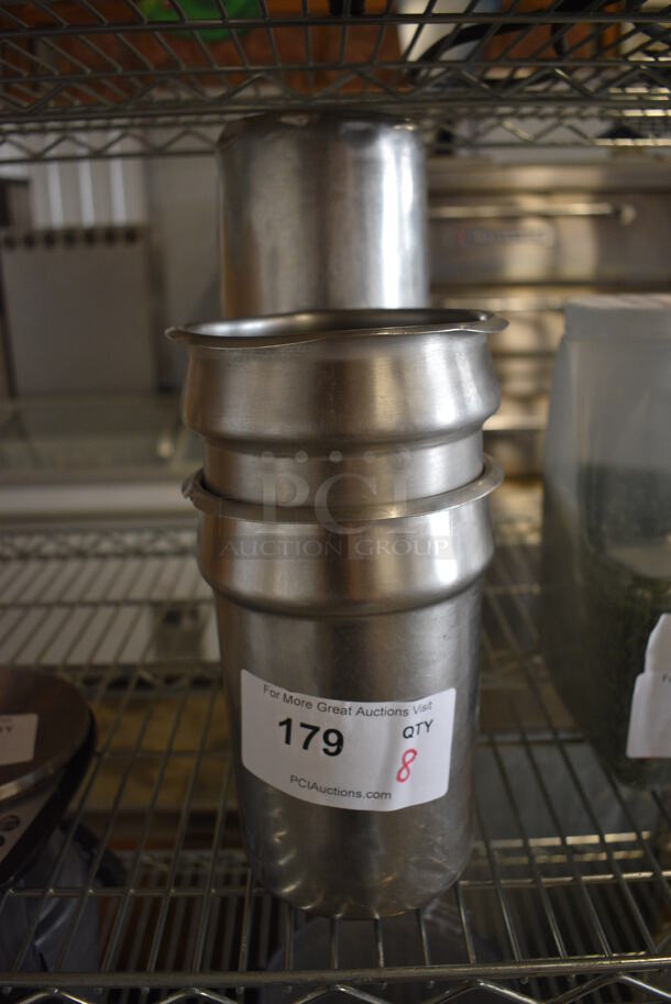 8 Stainless Steel Cylindrical Bins. 5.5x5.5x8. 8 Times Your Bid!