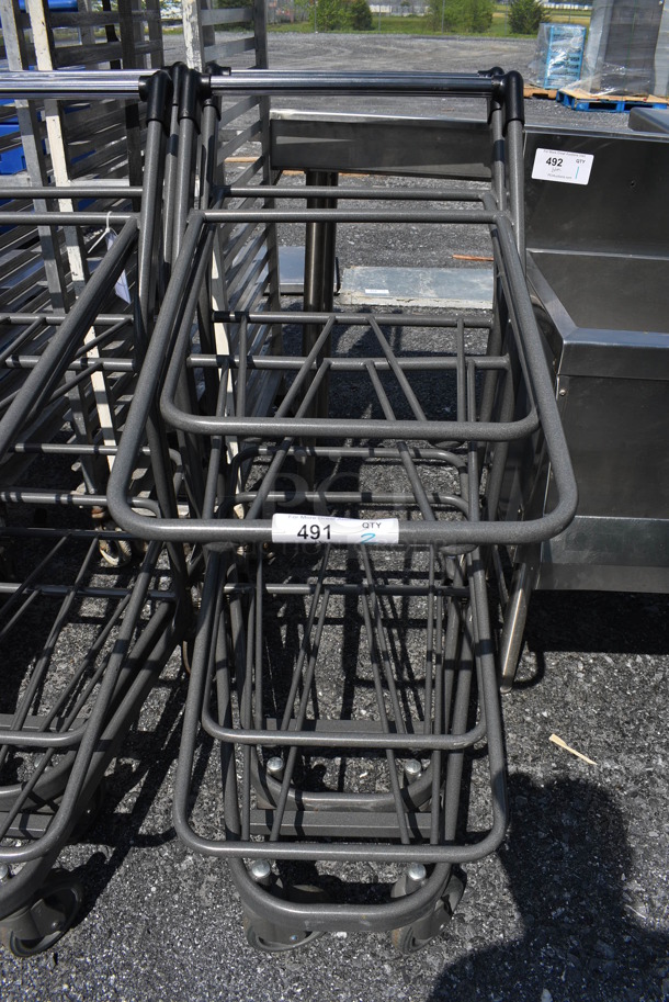 2 Gray Metal Carts on Commercial Casters. 20x26x41. 2 Times Your Bid!