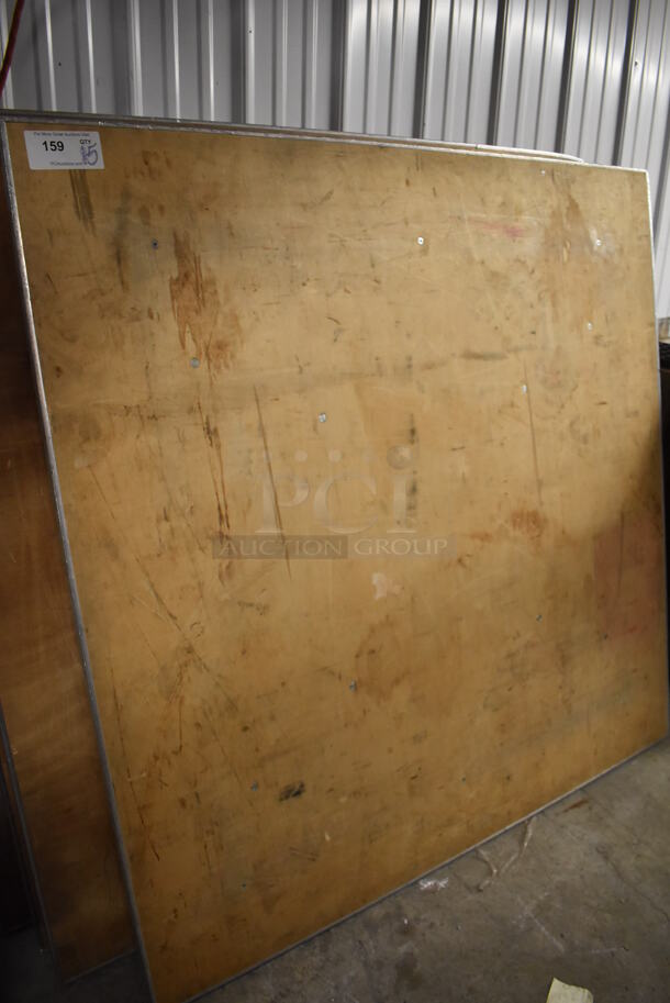 5 Wood Pattern Square Folding Tables w/ Metal Rim. 54x54x3. 5 Times Your Bid! - Image 4 of 4