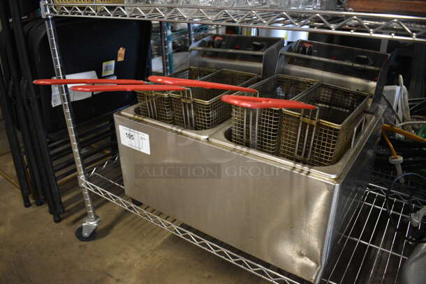 Cecilware Stainless Steel Commercial Countertop Electric Powered Double Bay Fryer w/ 4 Metal Fry Baskets. 115 Volts, 1 Phase. 22x18x17 - Image 2 of 7