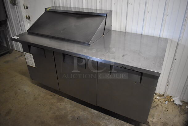 2011 True TSSU-72-18M-B Stainless Steel Commercial Sandwich Salad Prep Table Bain Marie Mega Top on Commercial Casters. 115 Volts, 1 Phase. 72.5x34x46.5. Tested and Working!