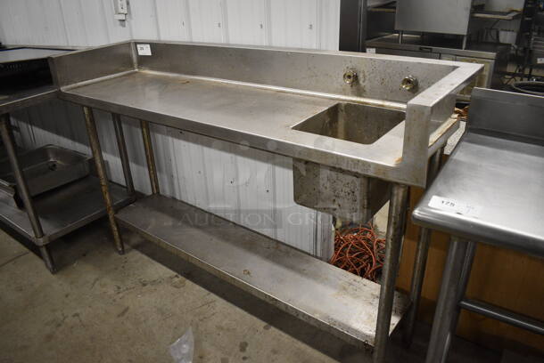 Stainless Steel Commercial Table w/ Sink Bay, Under Shelf and Back/Side Splash Guards. 65x18.5x43 - Image 5 of 5