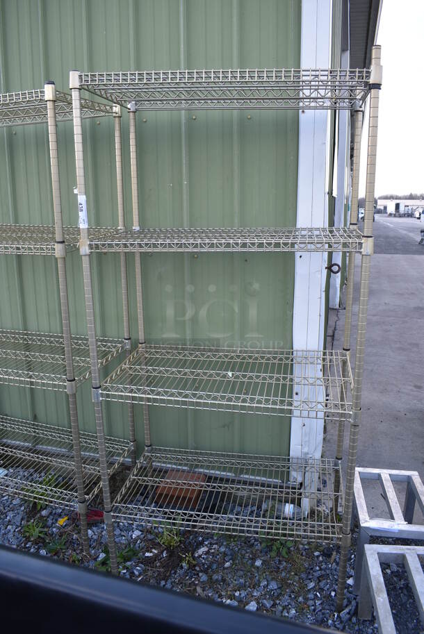 Gold Finish 4 Tier Wire Shelving Unit. BUYER MUST DISMANTLE. PCI CANNOT DISMANTLE FOR SHIPPING. PLEASE CONSIDER FREIGHT CHARGES. 36x21x75 - Image 3 of 3