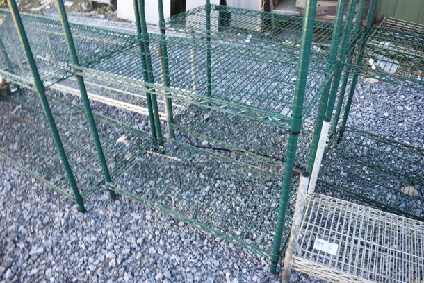 Eagle Green Finish 4 Tier Wire Shelving Unit. BUYER MUST DISMANTLE. PCI CANNOT DISMANTLE FOR SHIPPING. PLEASE CONSIDER FREIGHT CHARGES. 36x18x74 - Image 3 of 3
