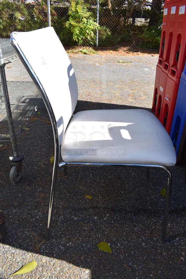 4 White Dining Height Chairs on Chrome Finish Frame. 20x20x35. 4 Times Your Bid! - Image 5 of 7