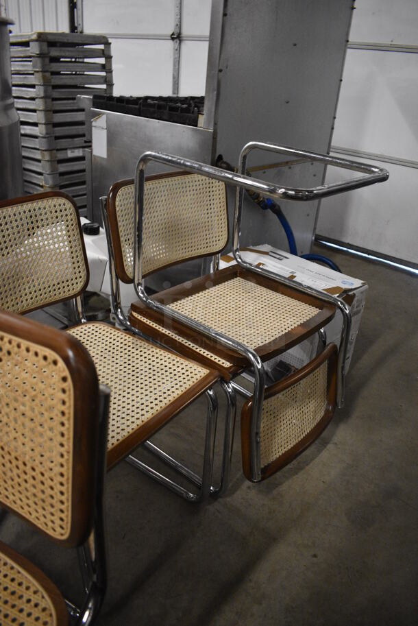 4 Brown and Tan Chairs on Chrome Finish Frame. 18x18x32. 4 Times Your Bid! - Image 3 of 3