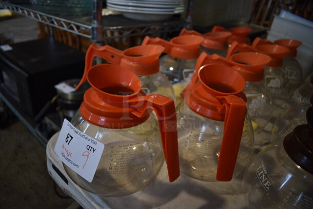 9 Coffee Pots w/ Orange Handle. 8x6x7. 9 Times Your Bid! - Image 3 of 4