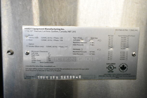 2 Hardt Model Inferno 3500 Stainless Steel Commercial Natural Gas Powered Rotisserie Ovens on Commercial Casters. Each Oven Has a 40 Bird Capacity. 76,000 BTU. 2 Times Your Bid! - Image 12 of 12