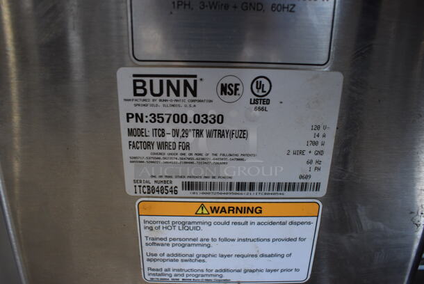 Bunn Model ITCB-DV Stainless Steel Commercial Countertop Iced Tea Machine. 120 Volts, 1 Phase. 12x24x34.5 - Image 4 of 4