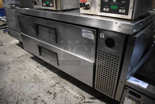 2013 True TRCB-52 Stainless Steel Commercial 2 Drawer Chef Base on Commercial Casters. 115 Volts, 1 Phase. 52x32x25. Tested and Working!