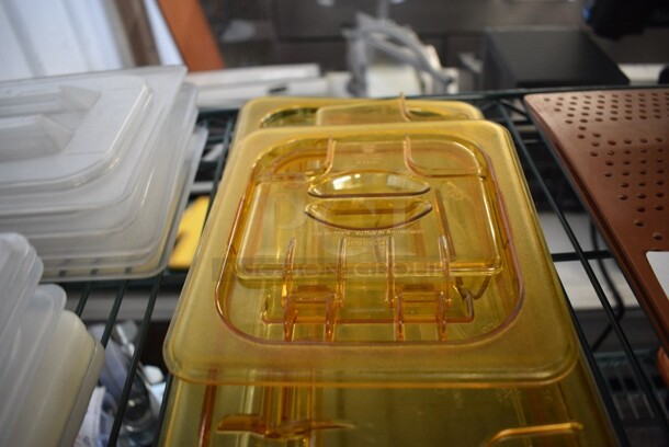 ALL ONE MONEY! Lot of 4 Various Amber and Clear Poly Drop In Bin Lids. Includes 1x3 & 1x6 Size. - Image 3 of 4