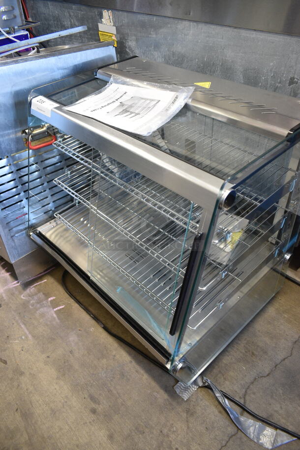 BRAND NEW SCRATCH AND DENT! ServIt 423HDM26SA 26" Self / Full Service 3 Shelf Countertop Heated Display Case with Sliding Doors. 120 Volts, 1 Phase. Tested and Working! - Image 2 of 8