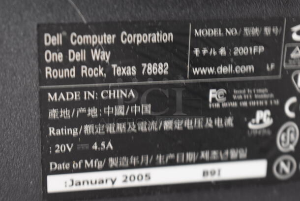 3 Dell 2001FP 20" Computer Monitors. 100-240 Volts, 1 Phase. 3 Times Your Bid! - Image 12 of 12