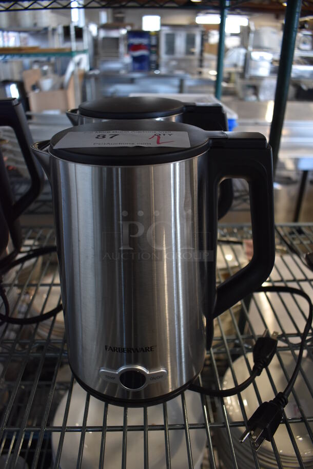 2 Farberware FW12SS100024405 Stainless Steel Electric Kettles. 120 Volts, 1 Phase. 9x6x10.5. 2 Times Your Bid!