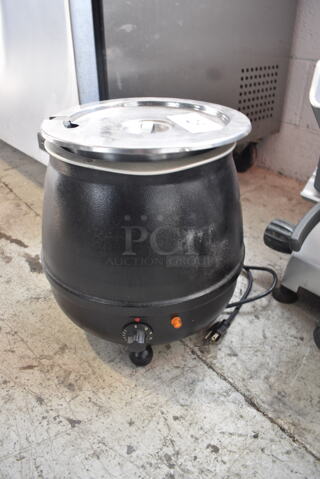 Glenray Electric Soup Kettle in Black With Steel Lid 115V Tested And Working