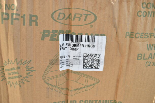 PALLET LOT of 14 BRAND NEW Boxes Including Dart 90HTPF1R White Foam Square Take Out Container with Hinged Lid 9" x 9" x 3" - 200/Case, 500SPC040 4 oz. Round Plastic Spice Jar - 500/Case, 999SPC16R Containers, Fineline 5032-L Super Bowl Clear PET Plastic Dome Lid for 32 oz. Bowls - 100/Case, 500LSTRWL Choice 9, 12, 16, 20, and 24 oz. Clear Strawless / Sip Lid - 1000/Case. 14 Times Your Bid!  - Image 4 of 12