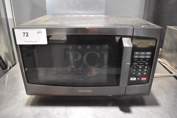 Toshiba Metal Countertop Microwave Oven w/ Plate. 19x14x12