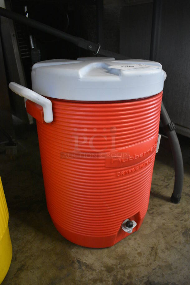 Rubbermaid White and Red Poly Portable Water Cooler. 16x13x19 - Image 2 of 3