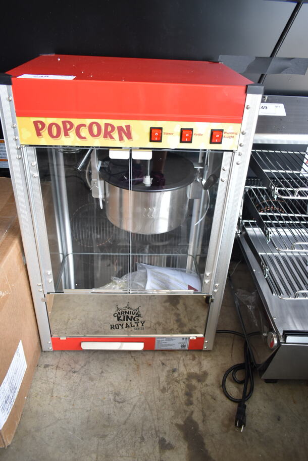 BRAND NEW SCRATCH AND DENT! Carnival King 382PM50NR Royalty Series 12 oz. Red Commercial Popcorn Machine / Popper. 120 Volts, 1 Phase. Tested and Working! - Image 2 of 6