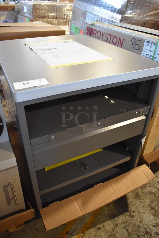 BRAND NEW! Royston 62091077-296 Gray Metal Cabinet w/ Wood Pattern Countertop. 24x30x28 - Image 2 of 7