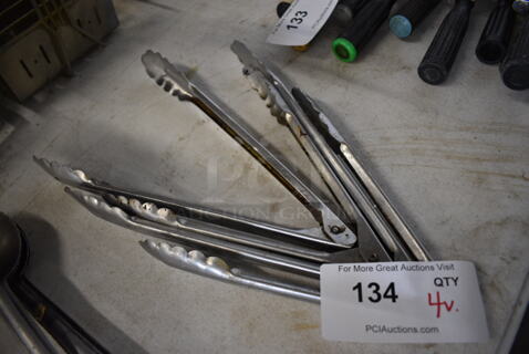4 Various Metal Tongs. Includes 11.5". 4 Times Your Bid!