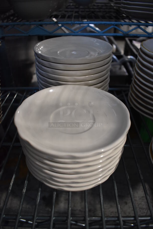 21 White Ceramic Saucers. 5.5x5.5x1. 21 Times Your Bid!