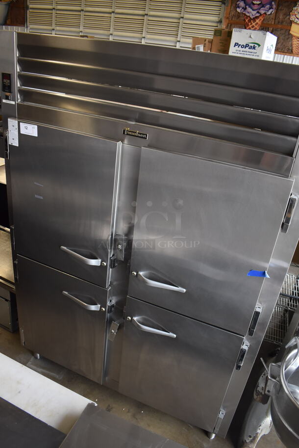 Traulsen Stainless Steel Commercial 4 Half Size Door Reach In Warming Cabinet. 208 Volts, 1 Phase. 58x35x83